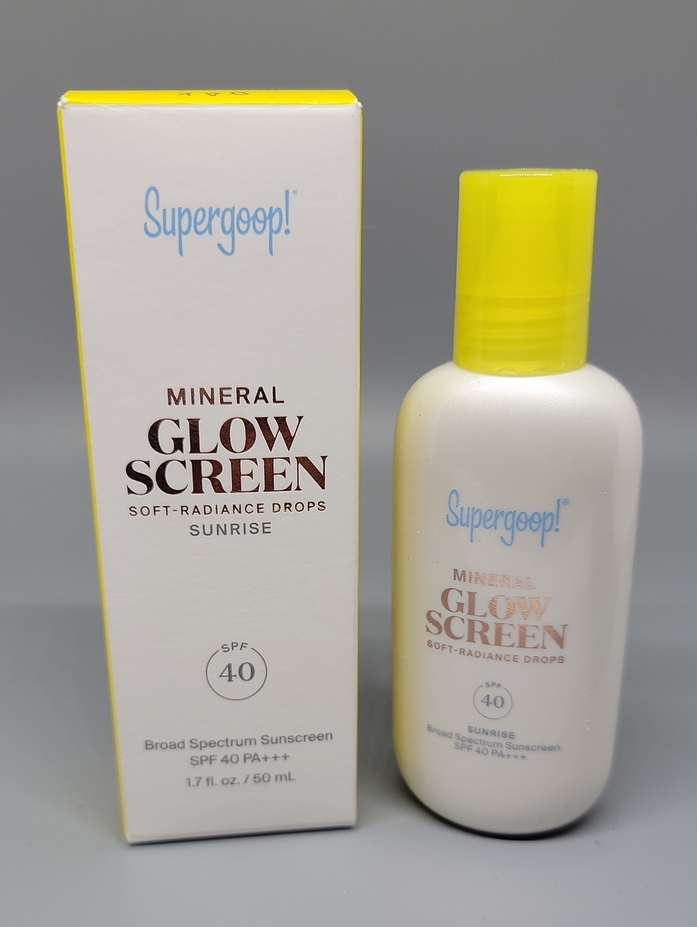 Supergoop! Mineral Glow Screen SPF 40 in the color SUNRISE 1.7 oz./50 ml.